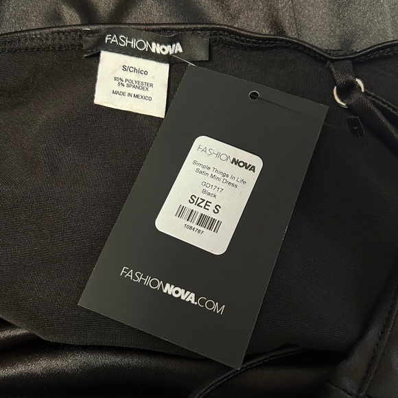 Fashion Nova Dress Simple Things in Life Satin Mini Bodycon Black GD1717 - Picture 8 of 12